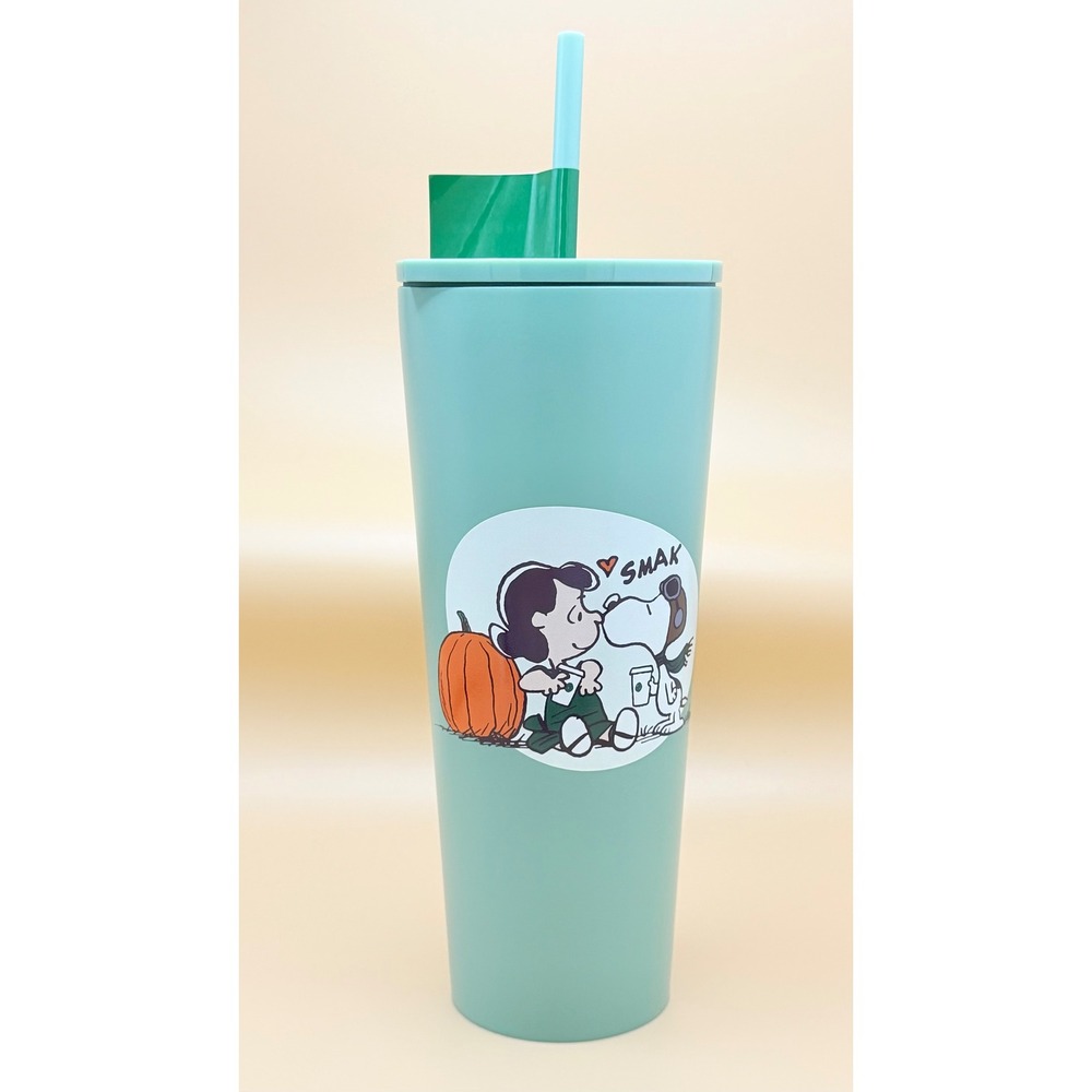 Starbucks Peanuts Snoopy Lucy Teal 24oz Stainless Steel Cold Cup Tumbler NEW